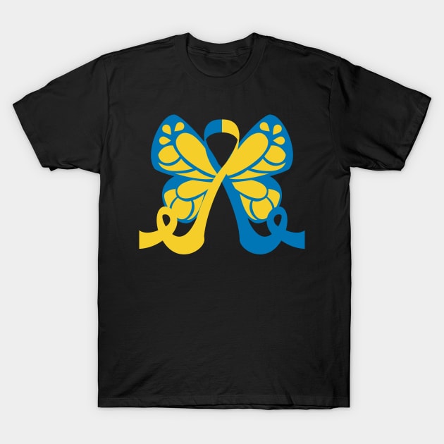 Ribbon Butterfly Down Syndrome Awareness T-Shirt by shirtsyoulike